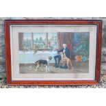 print of two dogs and a wedding after Samuel.E Waller 1896 from the original oil painting titled "