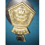 horse brass with military interest on leather