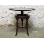 A Piano Stool base with pie-crust tray top table conversion, appears to be a solid top, moulding not