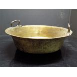 Brass verdi-gris patinated twin handled jam pot bowl