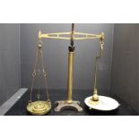 19th century balance Scales - Hunt and Co - brass and pottery.