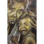Study of a woman and child crying.