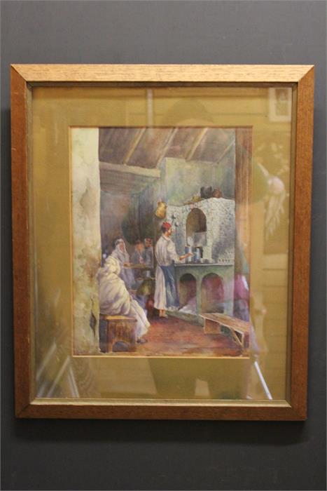 watercolour of a Turkish coffee house, bearing signature F.Thurston. - Image 16 of 35