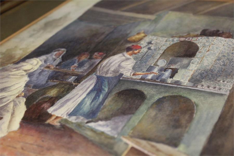 watercolour of a Turkish coffee house, bearing signature F.Thurston. - Image 33 of 35
