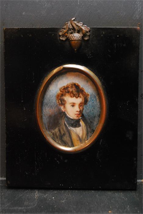 Miniature portrait painting of a boy in regency period - Early 19th Century - Image 8 of 8