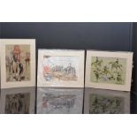 Three coloured prints after Hutchins signed in pencil