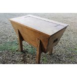 Victorian 19th century pine bakers dough bin with hinged lid and iron carrying handles.