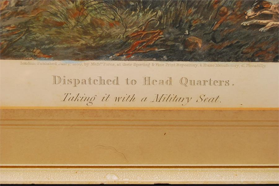Hunting sporting print - "dispatched to headquarters" " taking with it a military seat" Published - Image 11 of 14