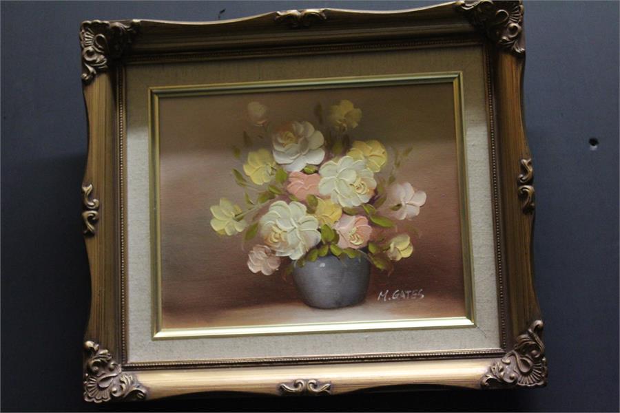 oil on canvas flowers - M.Gates - Image 3 of 9