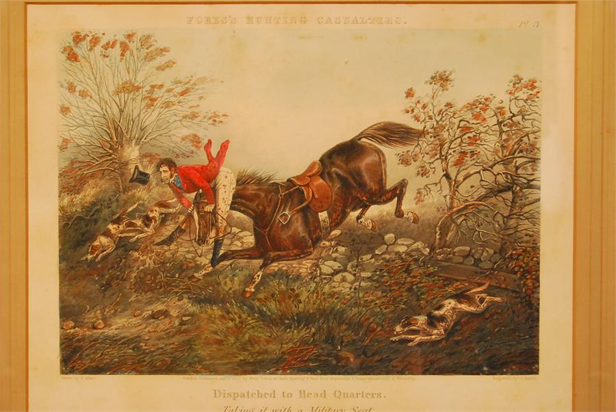 Hunting sporting print - "dispatched to headquarters" " taking with it a military seat" Published - Image 8 of 14