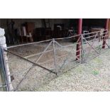 Two similar wrought / cast iron driveway gates, provenance - Woodcroft Castle, Marholm. approx 2.74m