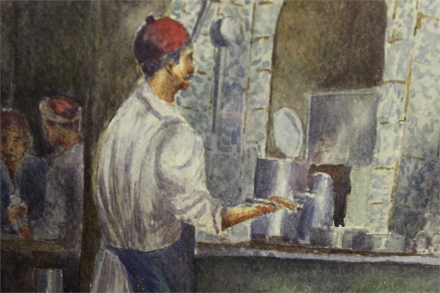 watercolour of a Turkish coffee house, bearing signature F.Thurston. - Image 12 of 35