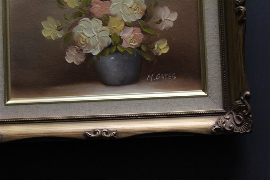 oil on canvas flowers - M.Gates - Image 2 of 9