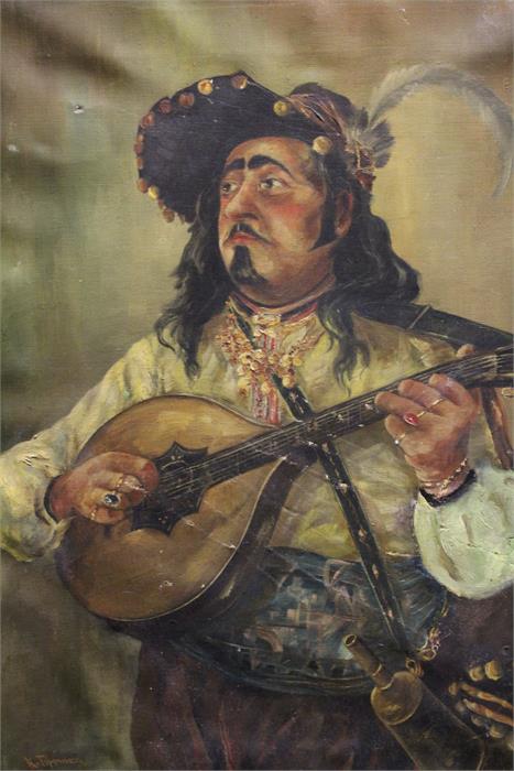 Mandolin Player possibly South American. Oil on canvas. Bearing signature and dated "K. Tippmer" ' - Image 16 of 30