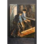 Oil on canvas " Men of Steel ""Linford France"