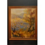 Continental study overlooking lake, oil on canvas bearing signature - Robert Del val.