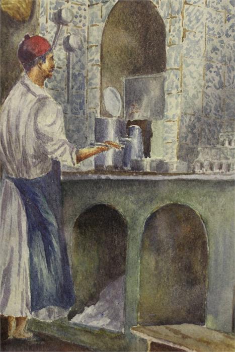 watercolour of a Turkish coffee house, bearing signature F.Thurston. - Image 15 of 35
