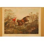 Hunting sporting print - "dispatched to headquarters" " taking with it a military seat" Published