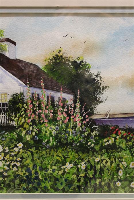 Watercolour of a New England scene ' Clapperboard Cottage ' bearing signature "J.Parker". - Image 25 of 39