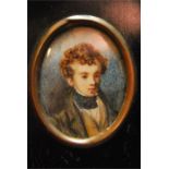 Miniature portrait painting of a boy in regency period - Early 19th Century