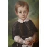 Paul Jourdy : French 1805-1856 - Portrait of a Scottish (?) boy seated. in pastel - mounted in an
