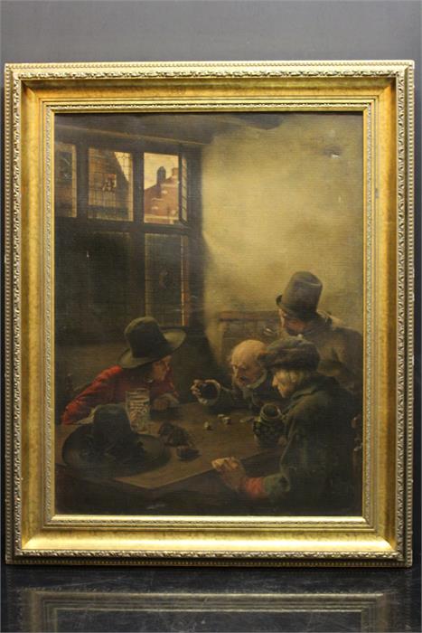 Dutch / German tavern scene, canvas, Bearing indistinct signature and dated 1886. - Image 7 of 37