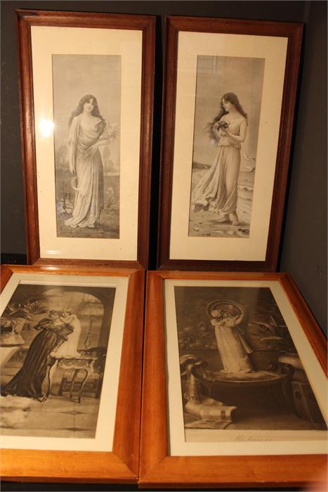 Two modern and two vintage prints of females / ladies.