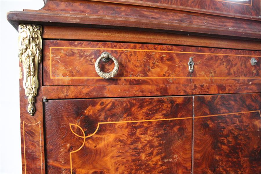 A Fine quality early 20th century French burr yew , inlaid and ormolu glass, mirror backed, - Image 8 of 12