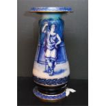 A 19th century Blue and White - Doulton pedestal stand / plinth with repairs to one side. Height: