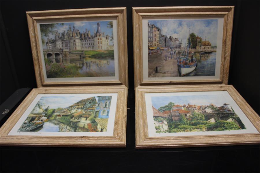 four prints - French scenes "Hafleur: le quai st catherine", Colmeyer, la petite se'use, Chambord