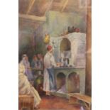 watercolour of a Turkish coffee house, bearing signature F.Thurston.