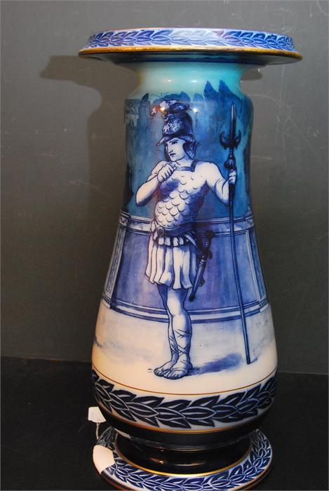 A 19th century Blue and White - Doulton pedestal stand / plinth with repairs to one side. Height: - Image 6 of 6