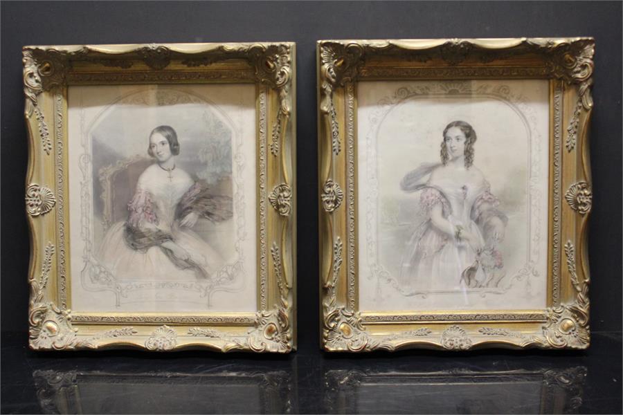Two engravings in frames after John Hayter & H.Robinson - W&F Holl "the Hon. Charlotte Augusta