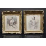 Two engravings in frames after John Hayter & H.Robinson - W&F Holl "the Hon. Charlotte Augusta