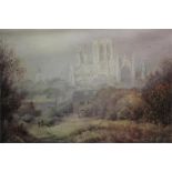 After Sally Sterne - A signed limited edition print depicting a Cathedral or abbey, probably