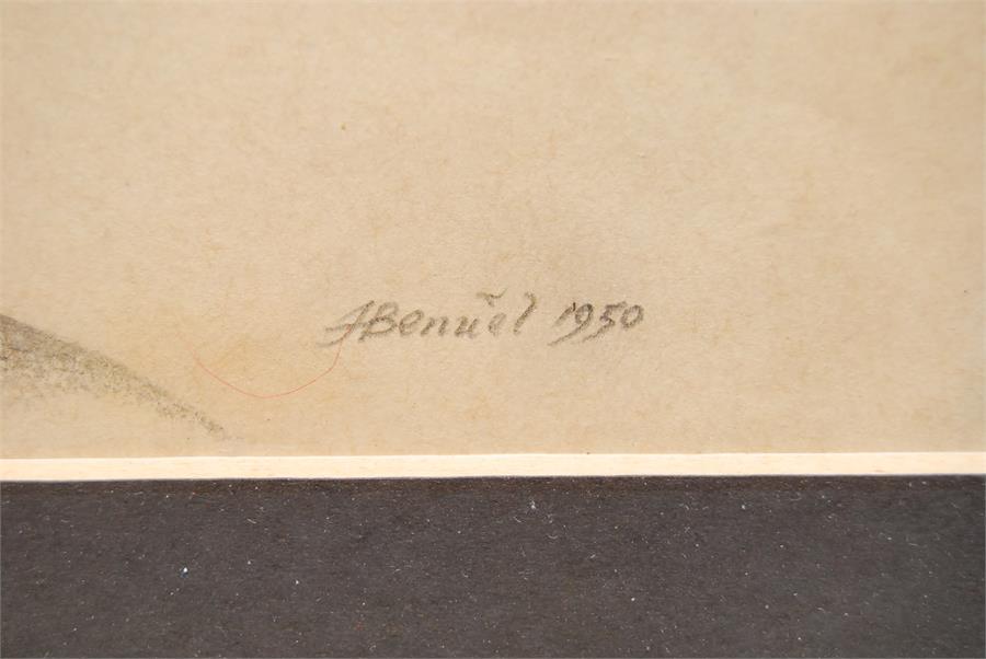 Portrait of a young lady , pencil - bearing signature and dated "J Benuel 1950" - Image 3 of 3