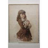 After W.Ramey - framed print of a girl with a dog.