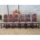 Six leather studded Cromwellian style dining chairs