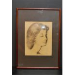 Portrait of a young lady , pencil - bearing signature and dated "J Benuel 1950"