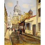 MODERN COPY PAINTING ON CANVAS - AU SACRE COEUR DE MONTMARTRE SIGNED MAURICE UTRILLO