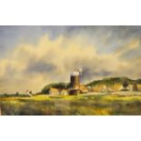 WATERCOLOUR - FRAMED AND GLAZED 20" X 13" NORFOLK WINDMILL SIGNED KEN MOORE