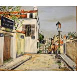 MODERN COPY PAINTING ON CANVAS - RUE DE MONT CENIS SIGNED MAURICE UTRILLO