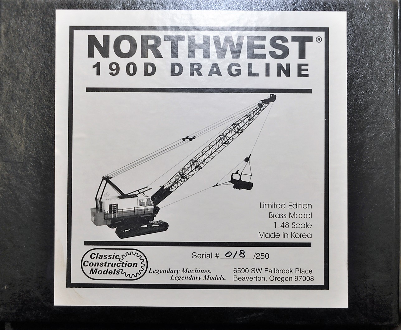 CLASSIC CONSTRUCTION MODELS 1:48 SCALE NORTHWEST 190D DRAGLINE LIMITED EDITION NO.