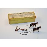 BRITIANS NO.06 GENERAL PURPOSE PLOUGH WITH TWO HORSES IN ORIGINAL BOX SOME WEAR DUE TO AGE .