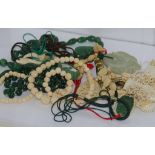 Quantity of various greenstone & bone jewellery