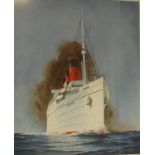 Phil Belbin (1925-93), untitled The Mauretania, watercolour, signed lower right, 58 x 48cm