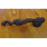 Chinese Chenziang wood ruyi sceptre carved with lingzhi decoration