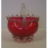 Victorian ruby glass basket 18cm high approx.