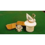 Swarovski SCS centenary swan crystal figurine together with crystal birthday cake, two mirrored