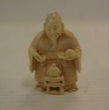 Japanese antique carved ivory netsuke circa 1900 signed to base, 5cm high. NB this item cannot be